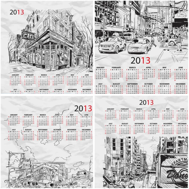 Calendars templates with New York for 2013 vector