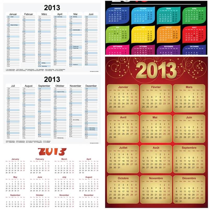 Calendars templates with space for notes for 2013 vector