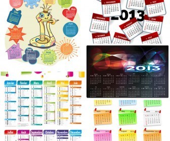 Calendars templates year of snake set2 for 2013 vector