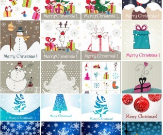 Cartoon Christmas greeting cards vector 2020 - 2021
