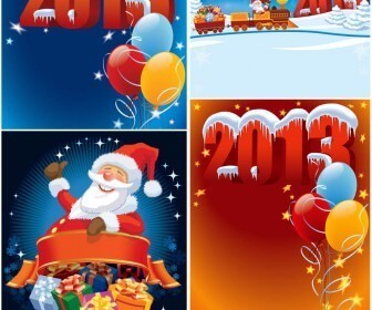 Christmas pattern with Santa, balloons for 2013 vector