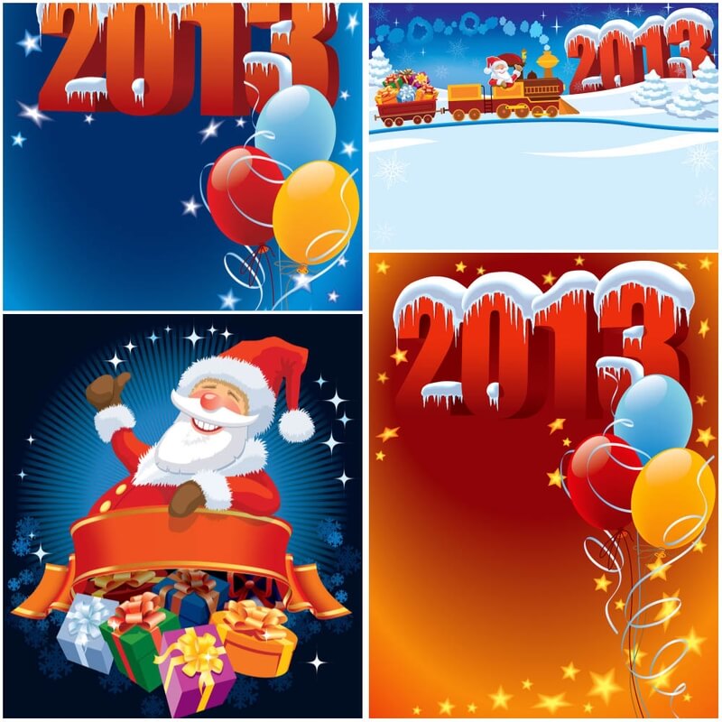 Christmas pattern with Santa, balloons for 2013 vector