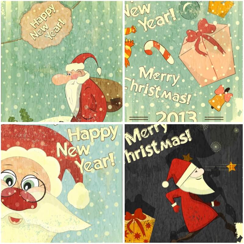 Christmas retro greeting cards vector