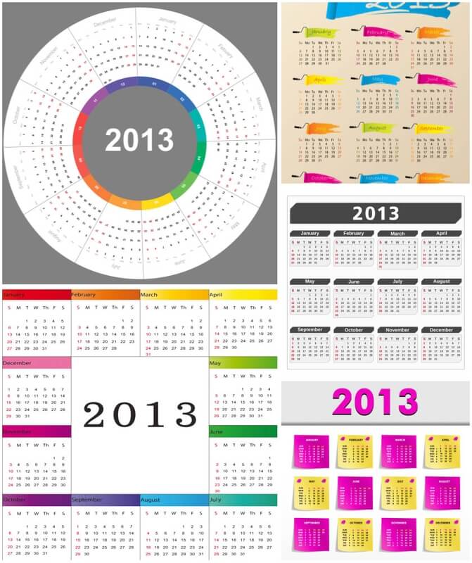 Circular calendars templates for 2013 vectors