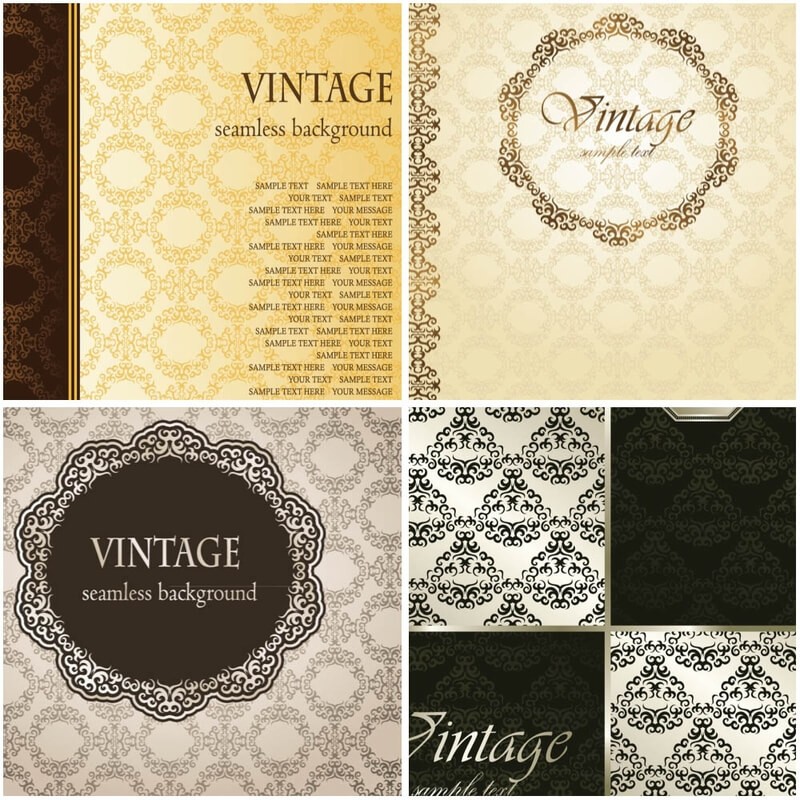 Elegant vintage wedding album cover with abstract ornament background vector