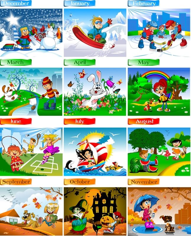 fun calendar templates for children vector