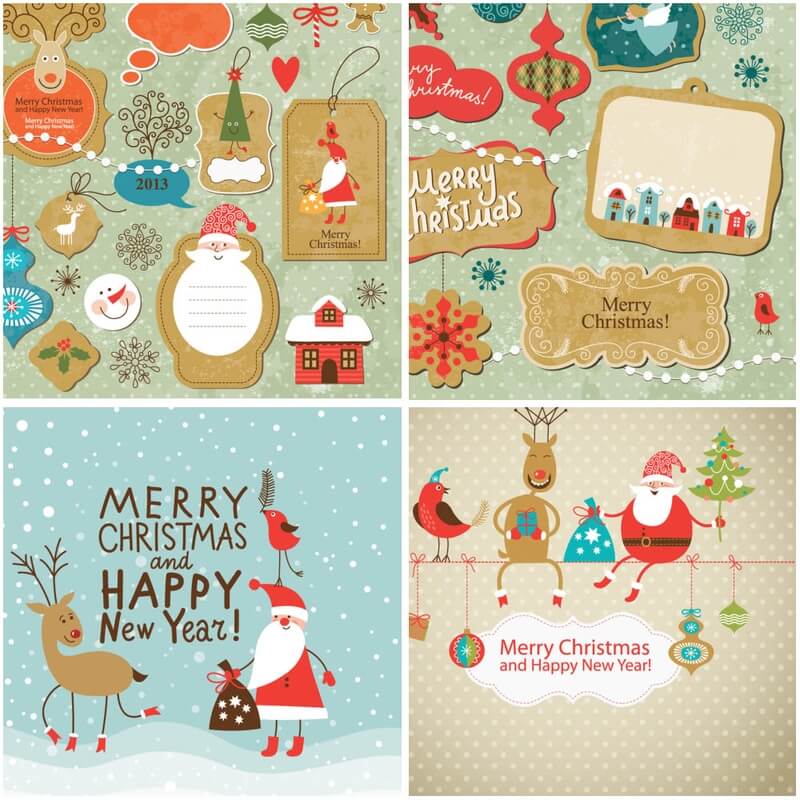 Funny Christmas and New Year design elements vector