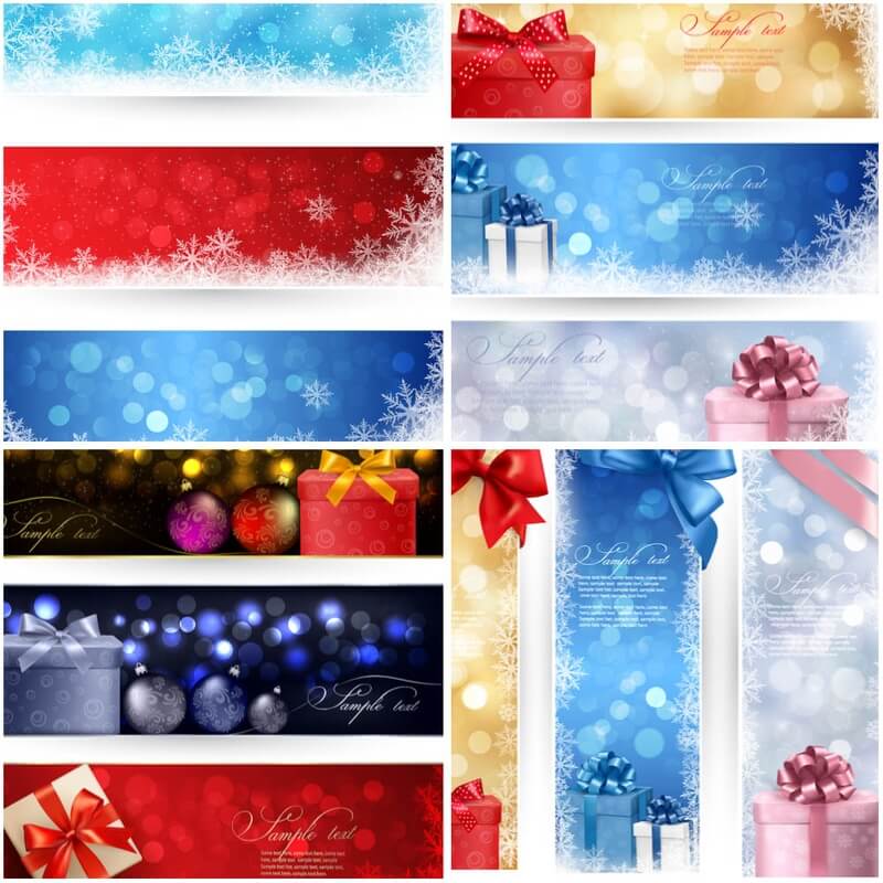 Merry Christmas banners vector