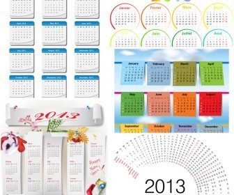 Simple monthly calendars templates for 2013 vector