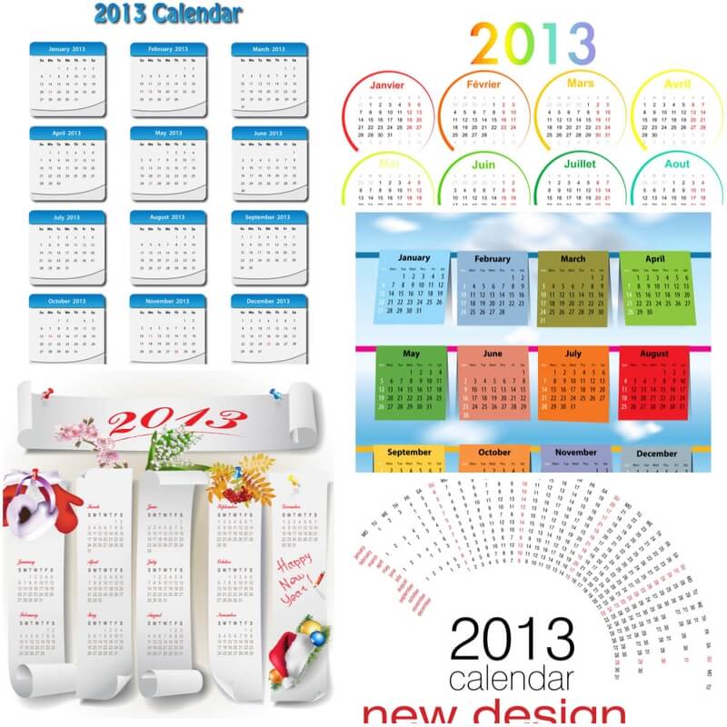 Simple monthly calendars templates for 2013 vector