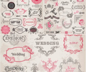 Vintage Wedding frames with floral ornaments vector