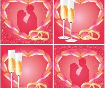 Wedding cards with hearts vector