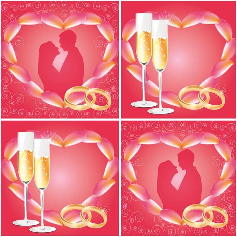 Wedding cards with hearts vector