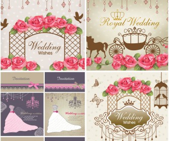 Wedding wishes cards vector