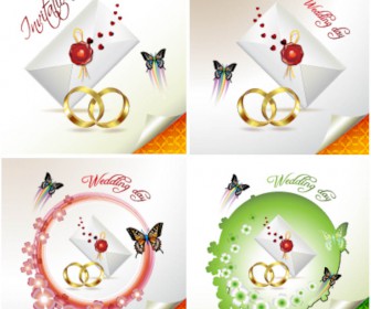 original wedding card with butterflies vector