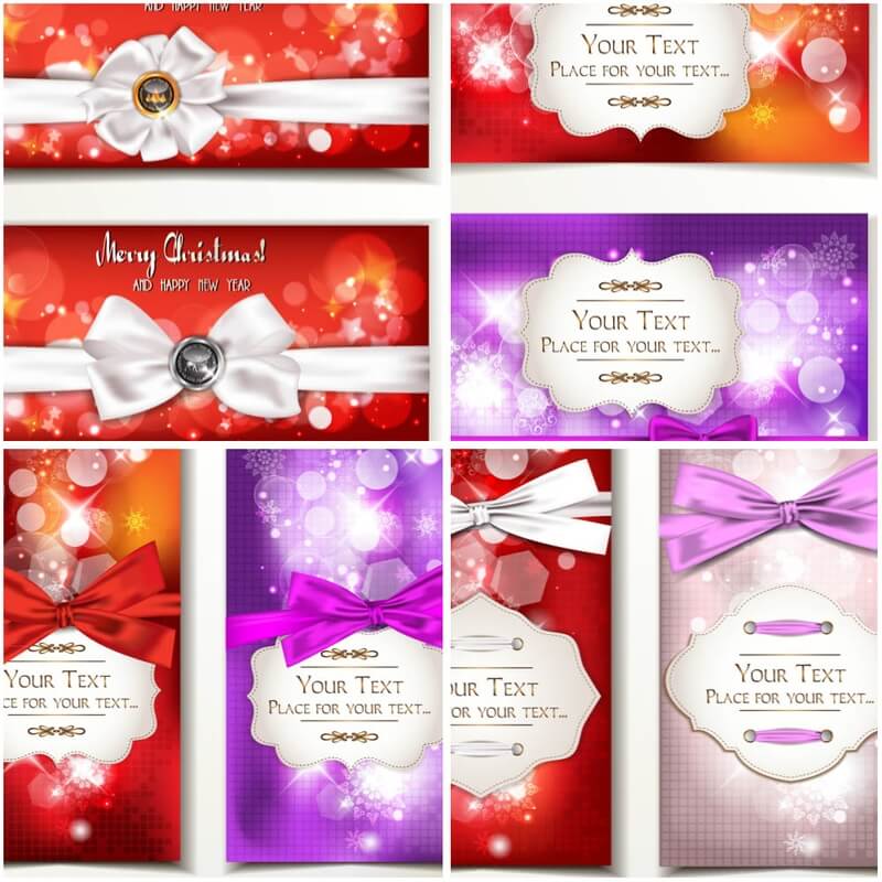 Christmas banners with ribbons and bows vector