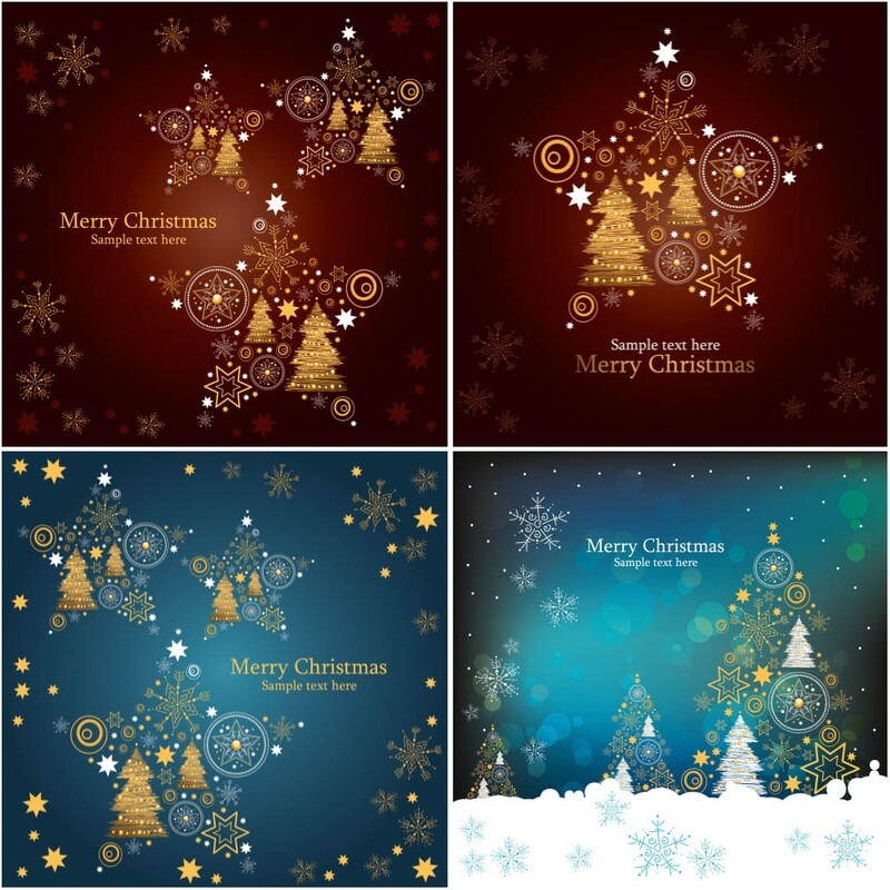 Christmas cards with stars vector