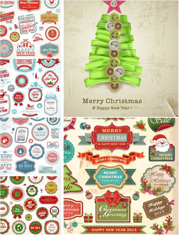 Christmas ornaments and decorative elements vector