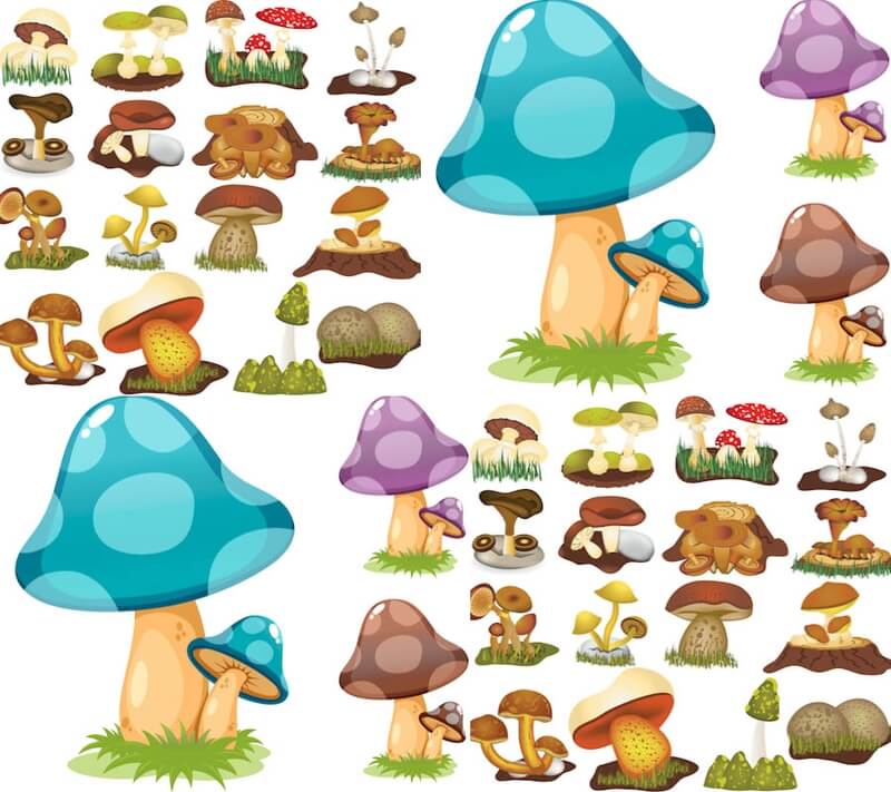 Color mushrooms vector
