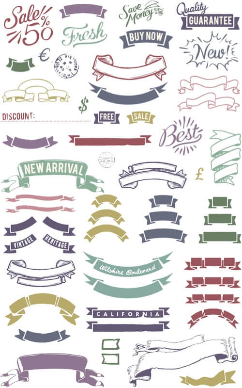 Colorful vintage ribbons vector