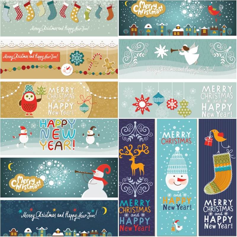 Cute Christmas banners vector