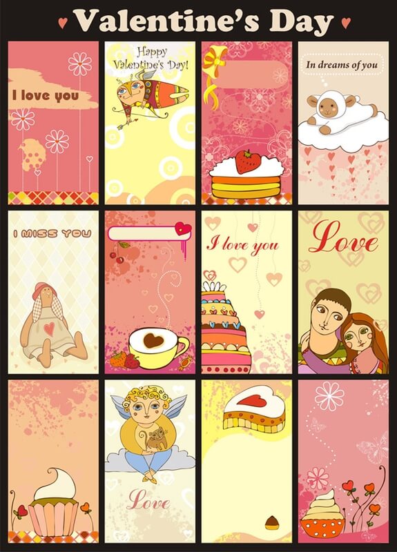 Cute Valentine's Day cards vector