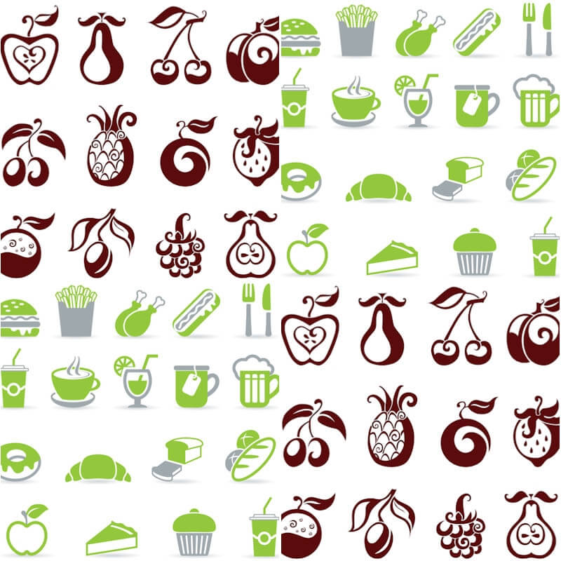 Food and fruit icons vector