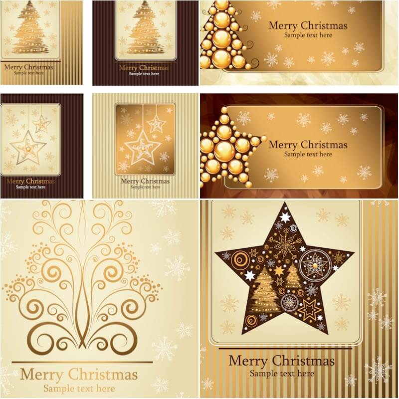 Gold Christmas cards vector