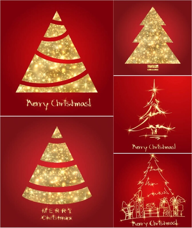 Golden Christmas tree vector