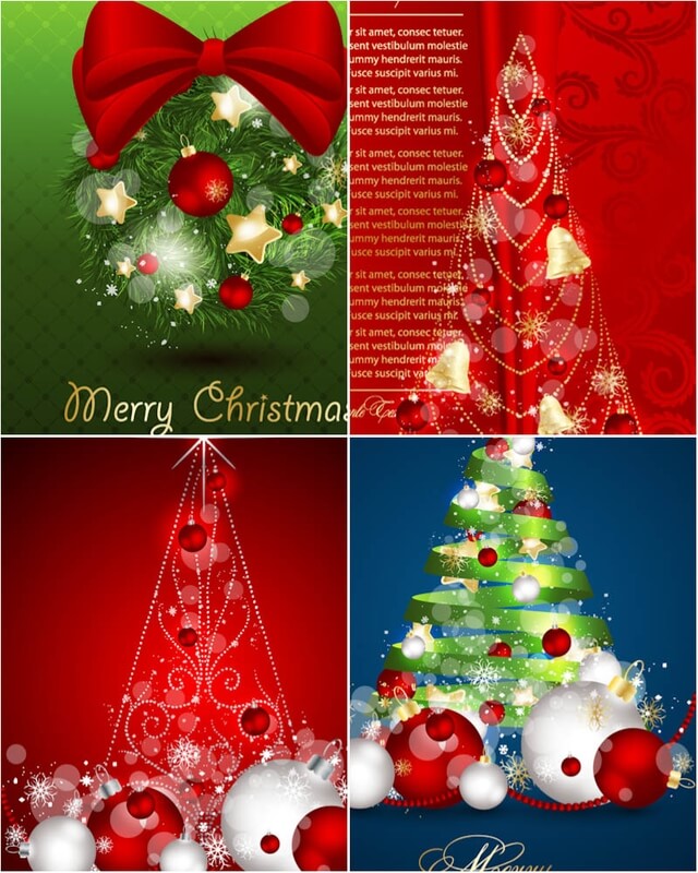 Greeting card with Christmas trees vector
