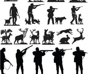Hunters silhouette vector