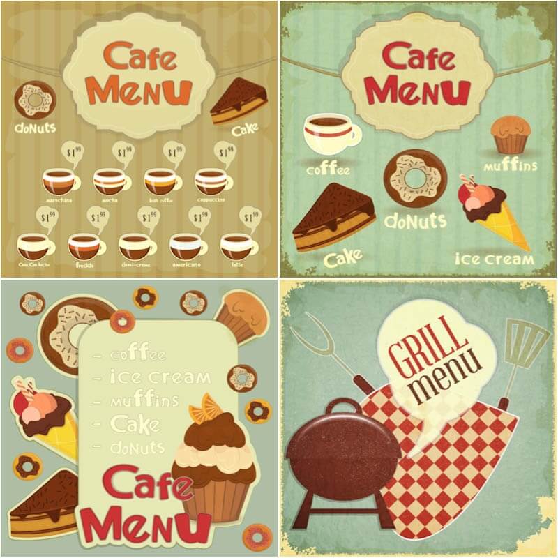 Retro cafe menu vector