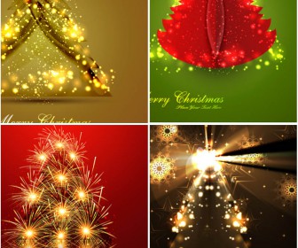 Shine Merry Christmas trees card vector 2020 - 2021