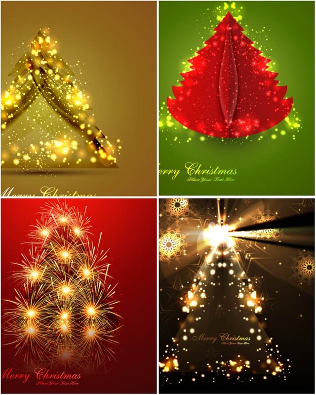 Shine Merry Christmas trees card vector