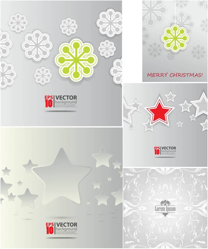 Silver Christmas background with star vector
