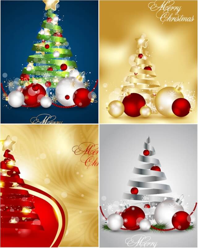 Stylish Christmas tree cards vector