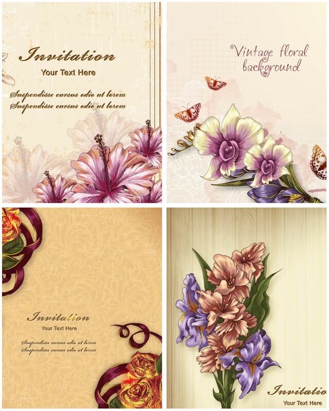 Vintage floral backgrounds vector