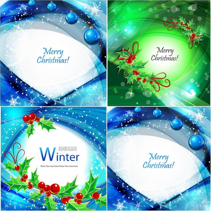 Wavy Christmas cards backgrounds vector