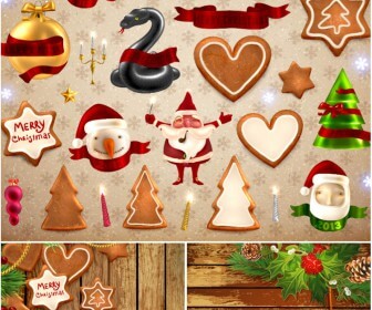 Xmas elements for design greeting cards vector