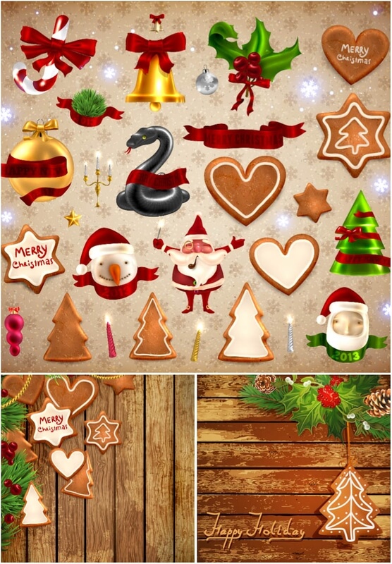 Xmas elements for design greeting cards vector