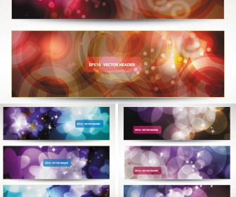 Abstract bokeh style banners vector