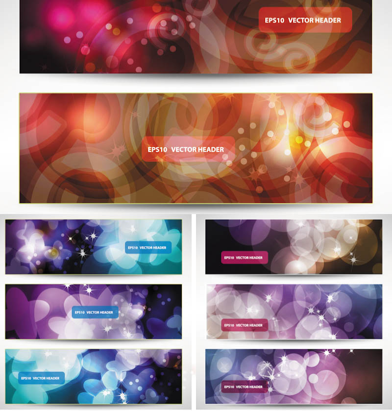 Abstract bokeh style banners vector