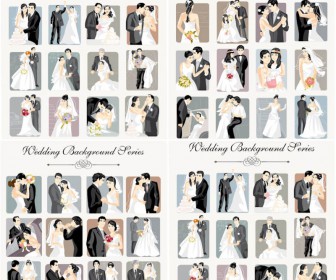 Wedding backgrounds vector with bride and groom