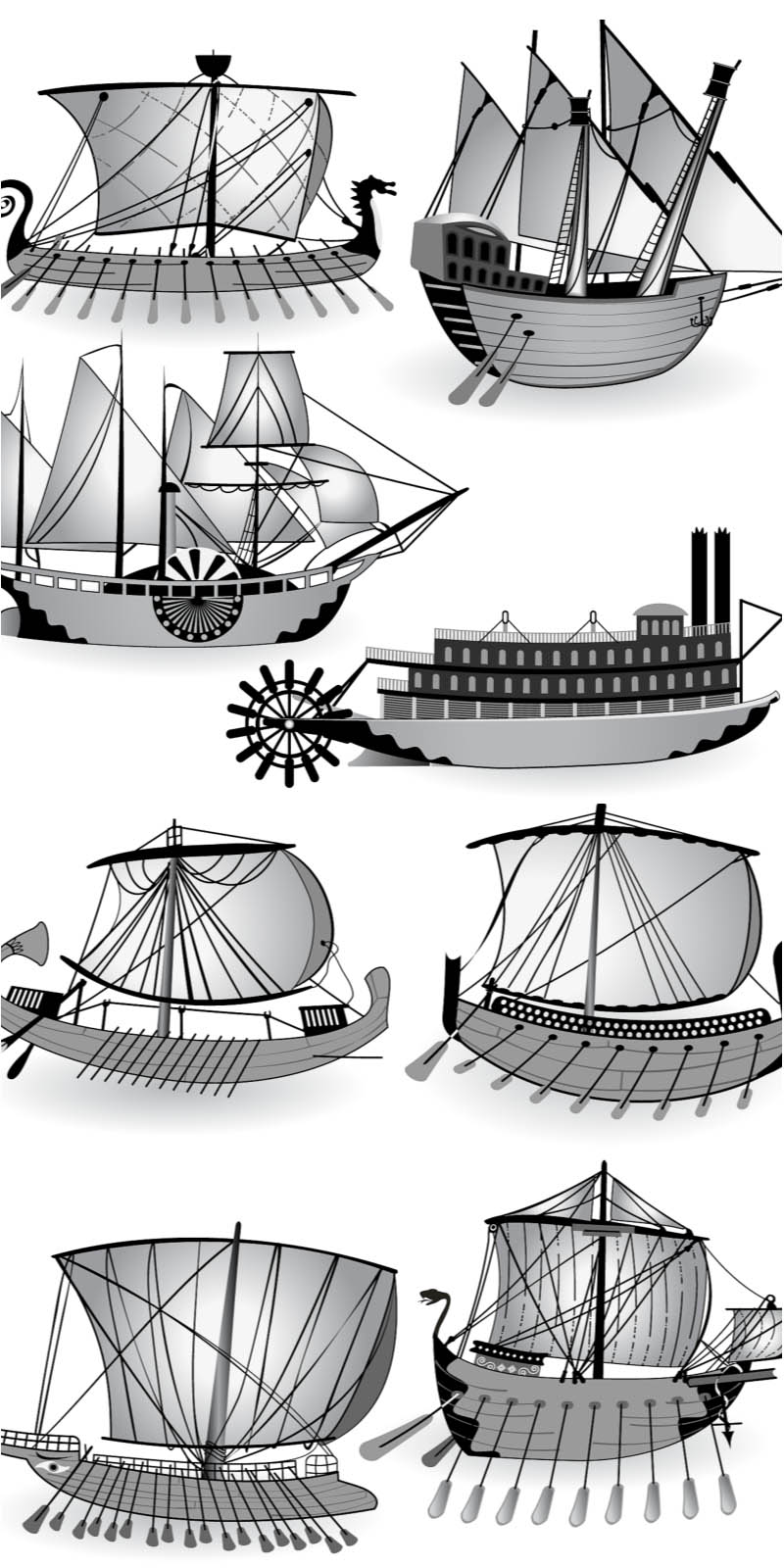 Ancient ship (Galera templates) vector