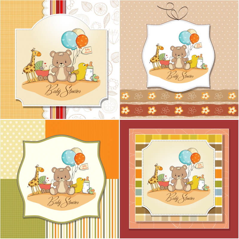 Baby greeting card with toys vector