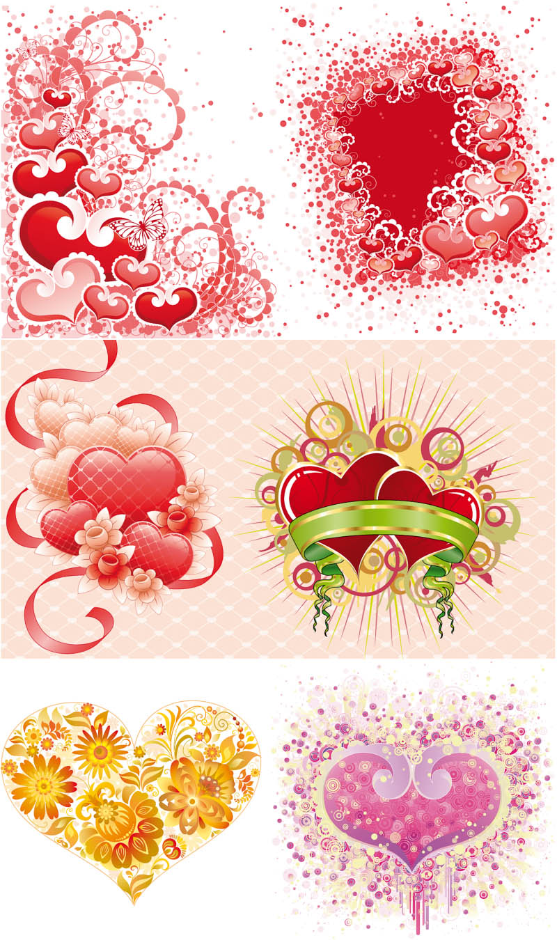 Background nicely decorated hearts vector