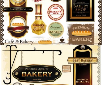 Bakery labels, emblems and stickers vector