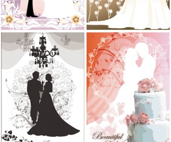 Beautiful Wedding cards vector