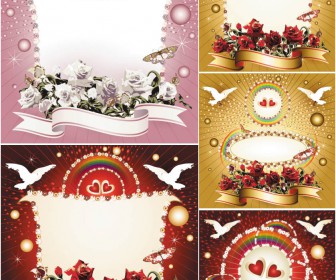 Beautiful Wedding frames vector