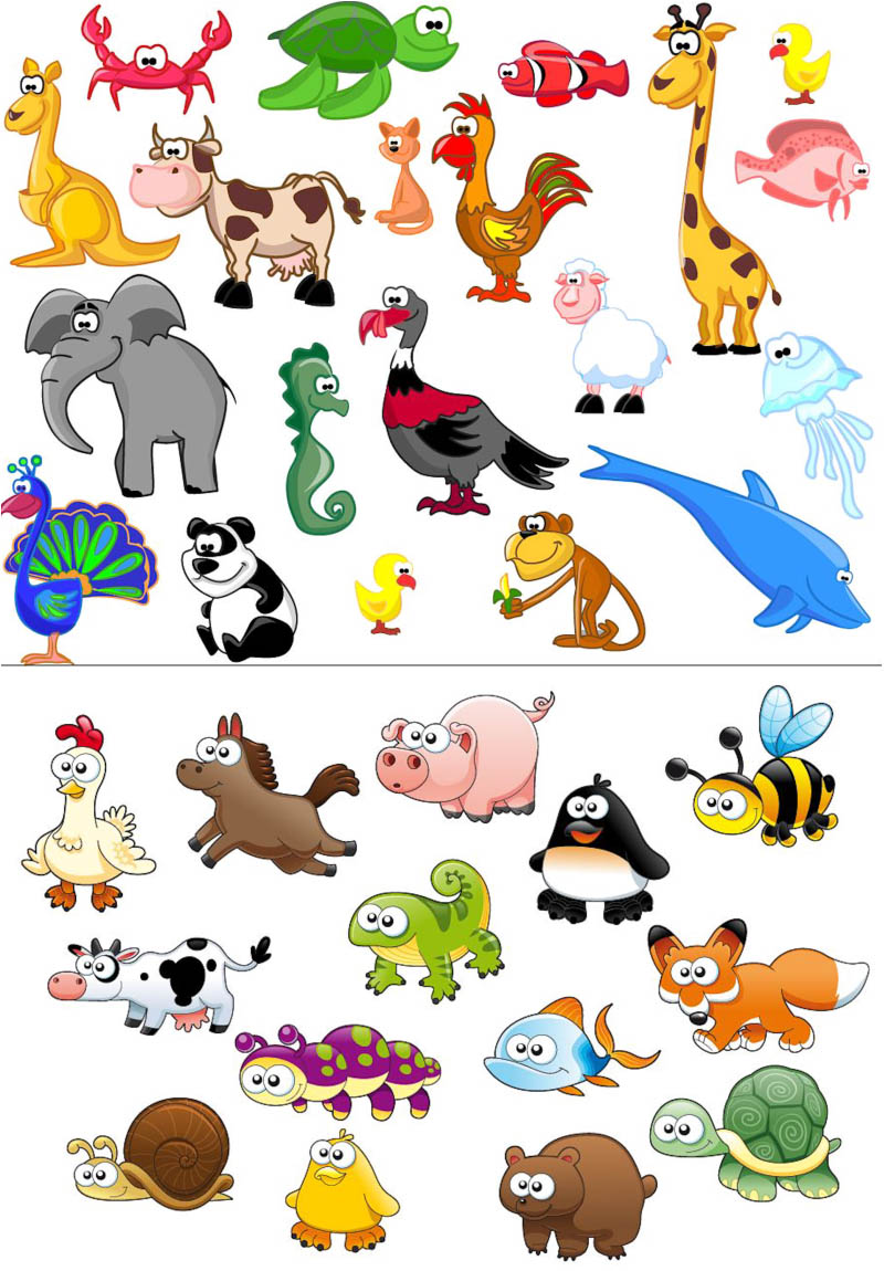 Beautiful cartoon animals vector – Free Download Images, Clip art Graphics  ai or eps format | VectorPicFree